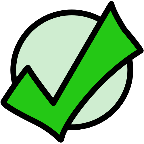 A light green circle with a darker green checkmark on it
